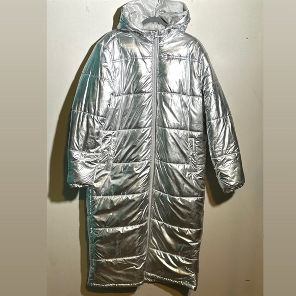 Full body length with hoodie/ unisex coat metallic color